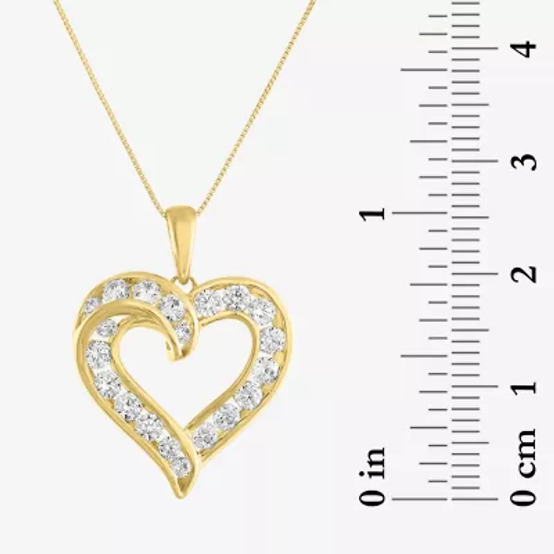 G-H / I1-I2) Womens 1 CT. T.W. Lab Grown White Diamond 10K White Gold Heart 18 Inch Pendant Necklace
