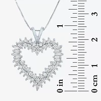 (G-H / I1-I2) Womens 1 CT. T.W. Lab Grown White Diamond 10K White Gold Heart 18 Inch Pendant Necklace