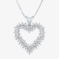 (G-H / I1-I2) Womens 1 CT. T.W. Lab Grown White Diamond 10K White Gold Heart 18 Inch Pendant Necklace