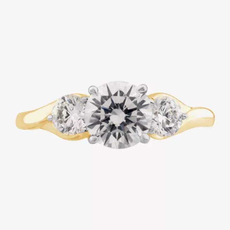 Love Lives Forever (G / Si1-Si2) Womens 2 CT. T.W. Lab Grown White Diamond 10K Gold Round 3-Stone Engagement Ring
