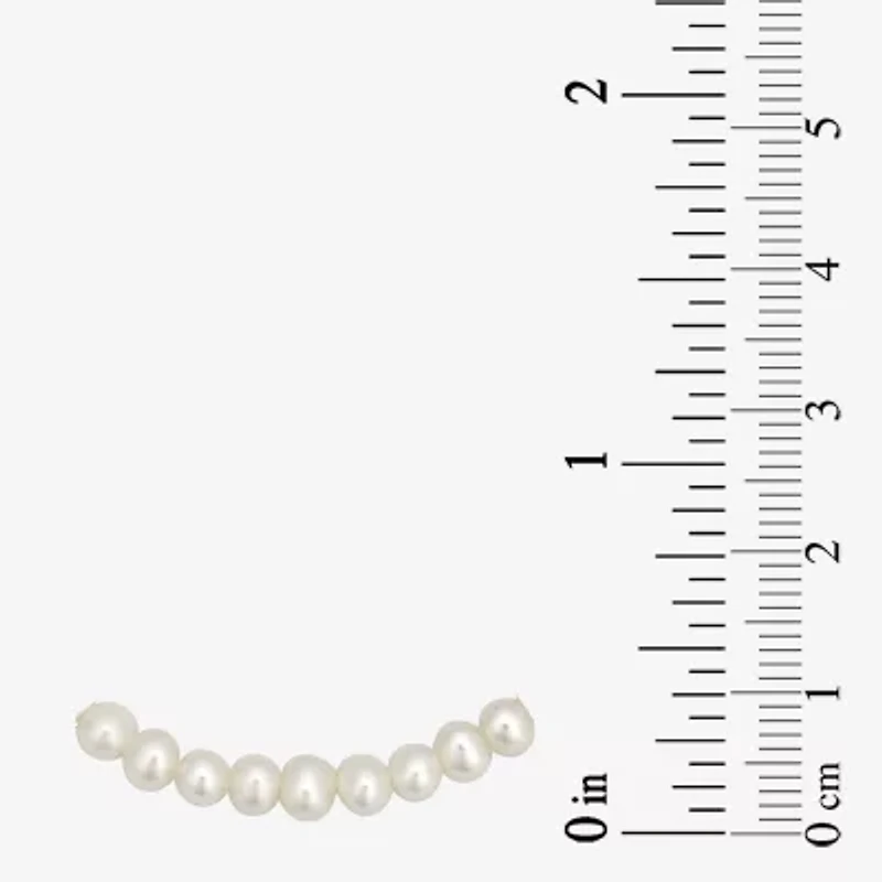 Girls White Cultured Freshwater Pearl 14K Gold Round Strand Bracelet