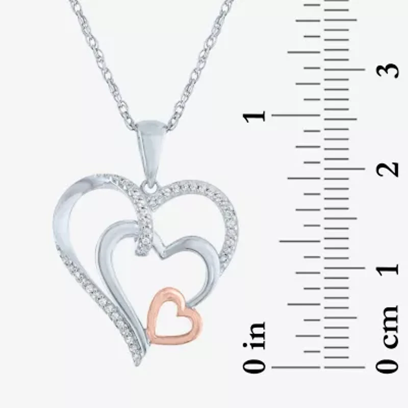 Yes Womens 1/10 CT. T.W. Natural White Diamond 14K Two Tone Gold Over Silver Sterling Silver Heart 18 Inch Pendant Necklace