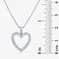 Yes, Please! Womens 1/10 CT. T.W. Lab Grown White Diamond Sterling Silver Heart 18 Inch Pendant Necklace