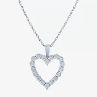 Yes, Please! Womens 1/10 CT. T.W. Lab Grown White Diamond Sterling Silver Heart 18 Inch Pendant Necklace