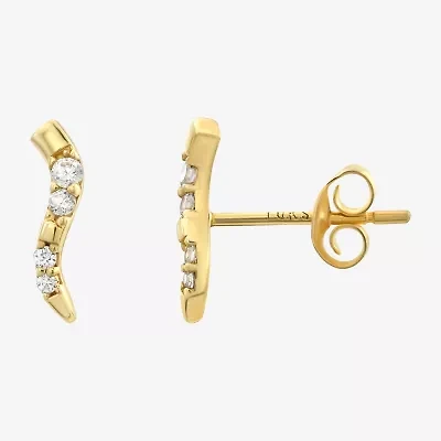 Cubic Zirconia 14K Gold 9.6mm Stud Earrings