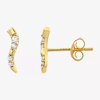 Cubic Zirconia 14K Gold 9.6mm Stud Earrings