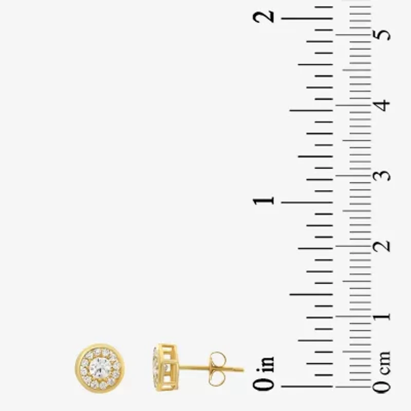 Cubic Zirconia 14K Gold 7mm Round Stud Earrings