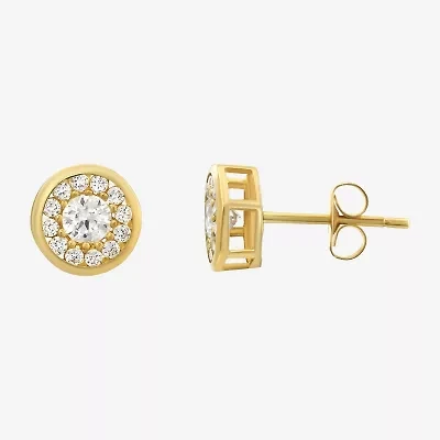 Cubic Zirconia 14K Gold 7mm Round Stud Earrings
