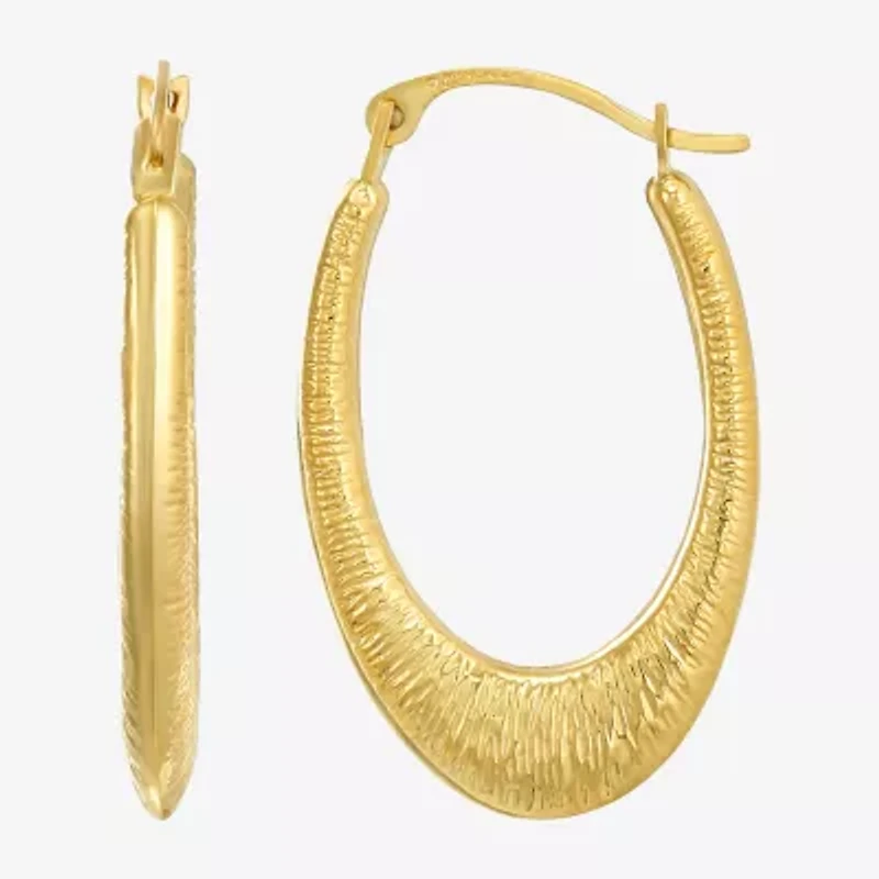 Womens 14K Gold 25mm Oval Hoop Earrings