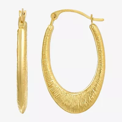 Womens 14K Gold 25mm Oval Hoop Earrings