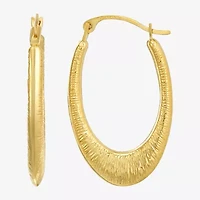 Womens 14K Gold 25mm Oval Hoop Earrings