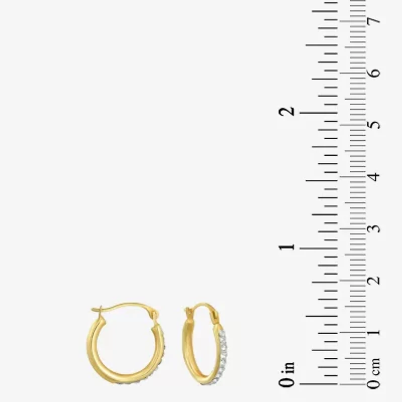 Womens White Crystal 14K Gold 15mm Round Hoop Earrings