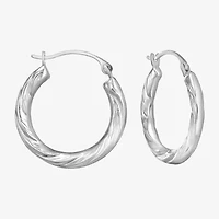Womens 14K White Gold 18mm Round Hoop Earrings