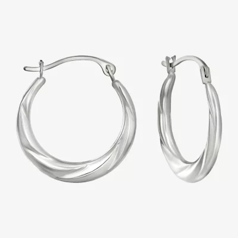 Womens 14K White Gold 18mm Round Hoop Earrings