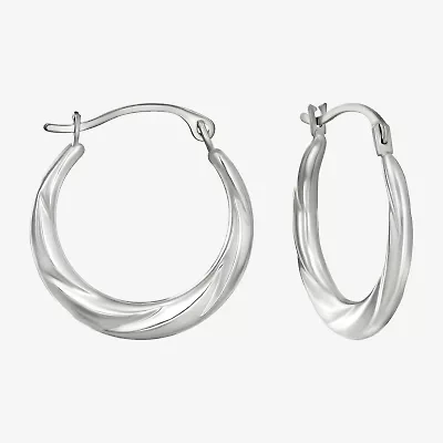 Womens 14K White Gold 18mm Round Hoop Earrings