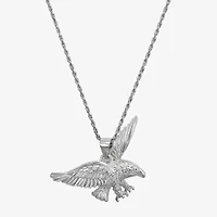 Eagle Mens Sterling Silver Cross 24 Inch Pendant Necklace