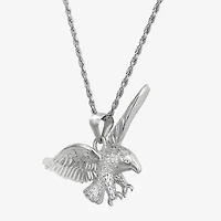 Eagle Mens Sterling Silver Cross 24 Inch Pendant Necklace