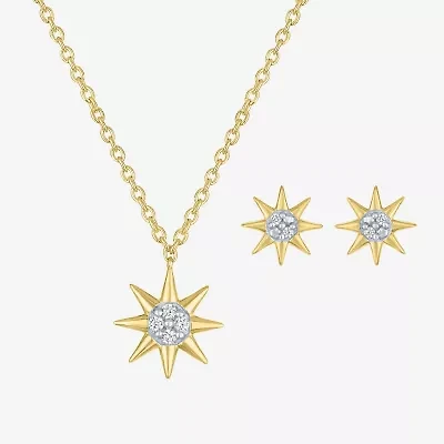Diamond Addiction North Star (G-H / Si2-I1) Womens Diamond Accent Lab Grown White Diamond 14K Gold Over Silver Star 2-pc. Jewelry Set