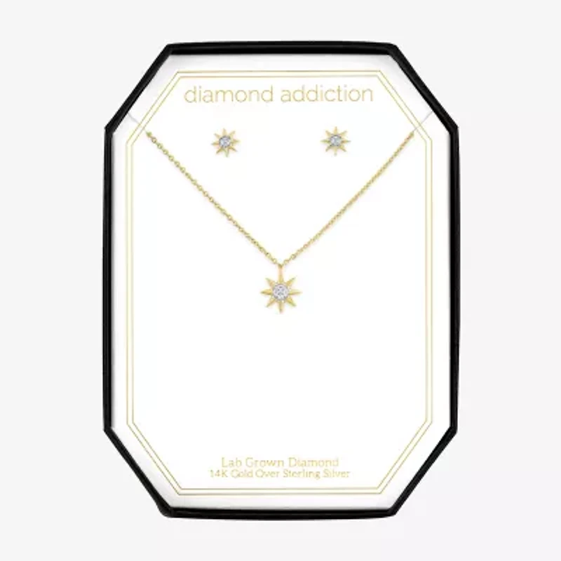 Diamond Addiction North Star (G-H / Si2-I1) Womens Diamond Accent Lab Grown White Diamond 14K Gold Over Silver Star 2-pc. Jewelry Set
