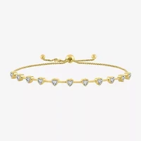 (G-H / I1-I2) Womens 1/10 CT. T.W. Lab Grown White Diamond 14K Gold Over Silver Heart Bolo Bracelet