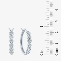 (G-H / I1-I2) Womens 1/10 CT. T.W. Lab Grown White Diamond Sterling Silver 20.8mm Heart Hoop Earrings