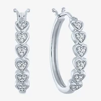 (G-H / I1-I2) Womens 1/10 CT. T.W. Lab Grown White Diamond Sterling Silver 20.8mm Heart Hoop Earrings