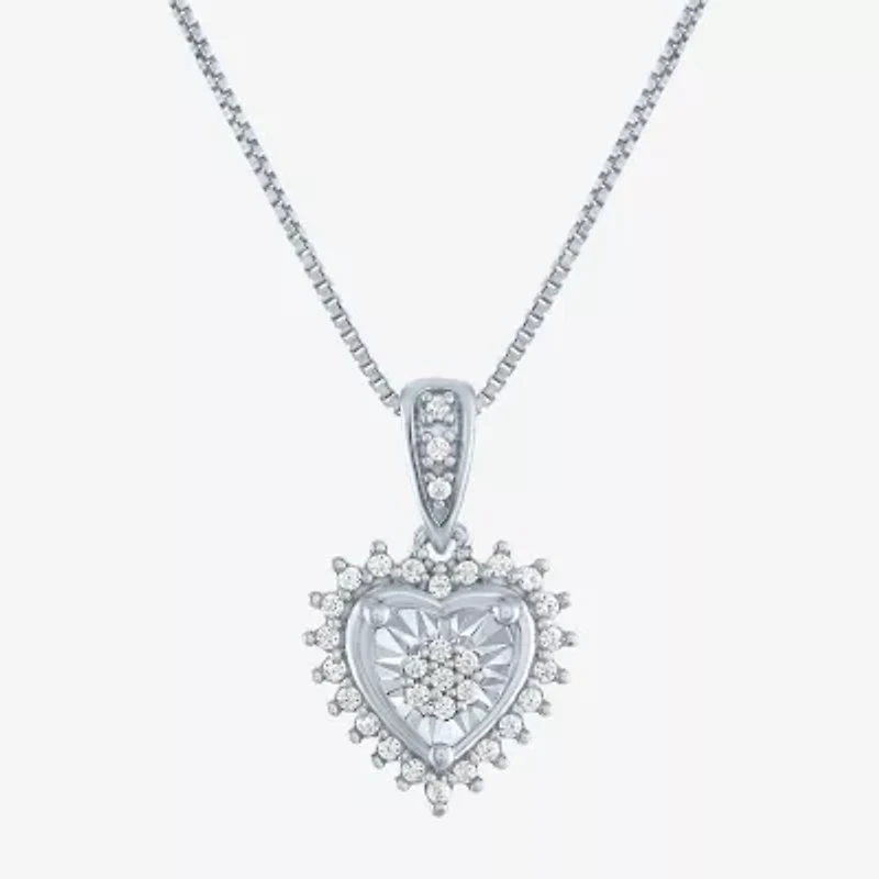 (G-H / I1-I2) Womens 1/4 CT. T.W. Lab Grown White Diamond Sterling Silver Heart 2-pc. Jewelry Set
