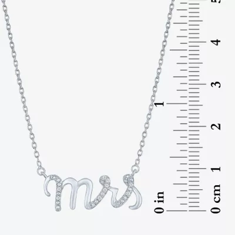 Diamond Accent "Mrs" (G-H / Si2-I1) Womens Lab Grown White Sterling Silver 18 Inch Pendant Necklace