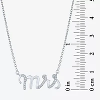 Diamond Accent "Mrs" (G-H / Si2-I1) Womens Lab Grown White Sterling Silver 18 Inch Pendant Necklace