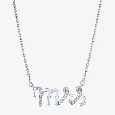 Diamond Accent "Mrs" (G-H / Si2-I1) Womens Lab Grown White Sterling Silver 18 Inch Pendant Necklace
