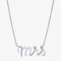 Diamond Accent "Mrs" (G-H / Si2-I1) Womens Lab Grown White Sterling Silver 18 Inch Pendant Necklace