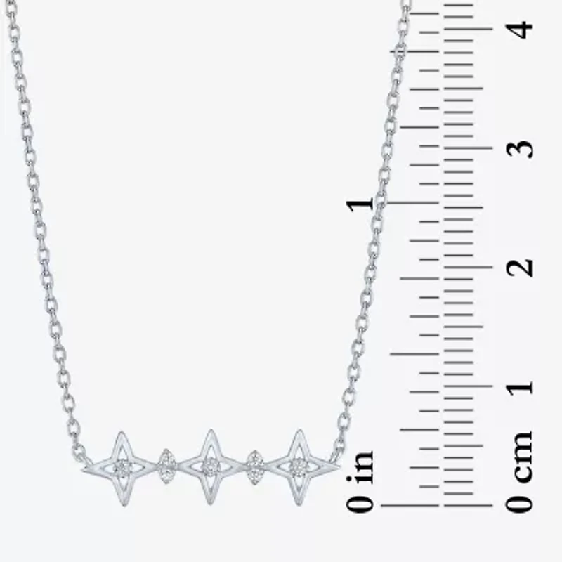 Diamond Accent (G-H / Si2-I1) Womens Lab Grown White Sterling Silver Star 18 Inch Pendant Necklace