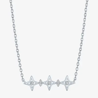 Diamond Accent (G-H / Si2-I1) Womens Lab Grown White Sterling Silver Star 18 Inch Pendant Necklace