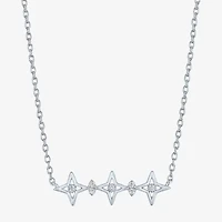 Diamond Accent (G-H / Si2-I1) Womens Lab Grown White Sterling Silver Star 18 Inch Pendant Necklace