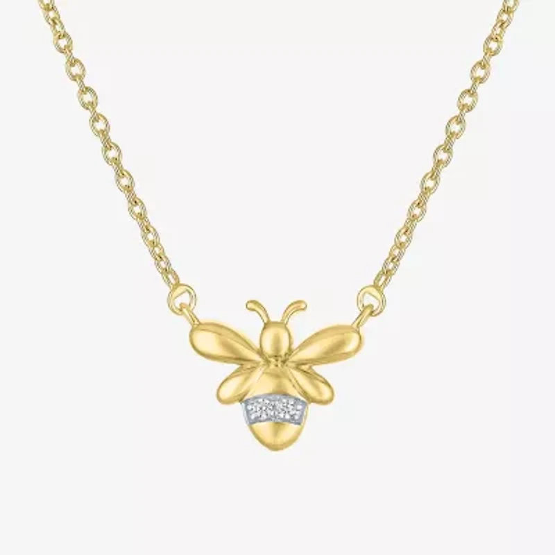 Diamond Accent (G-H / Si2-I1) Womens Lab Grown White 14K Gold Over Silver Sterling 18 Inch Pendant Necklace