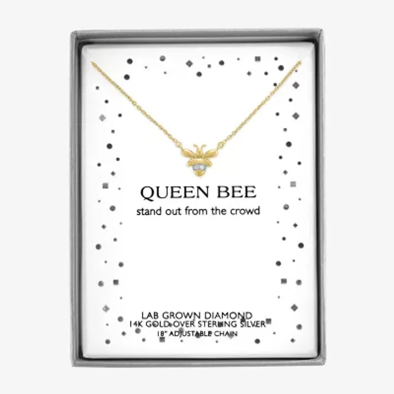 Diamond Accent (G-H / Si2-I1) Womens Lab Grown White 14K Gold Over Silver Sterling 18 Inch Pendant Necklace