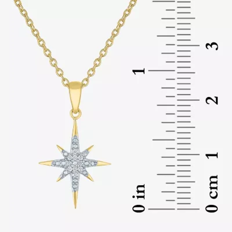 (G-H / Si2-I1) North Star Womens Diamond Accent Lab Grown White 14K Gold Over Silver Sterling 18 Inch Pendant Necklace