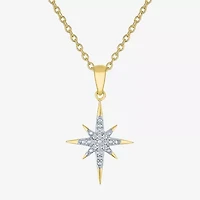 (G-H / Si2-I1) North Star Womens Diamond Accent Lab Grown White 14K Gold Over Silver Sterling 18 Inch Pendant Necklace