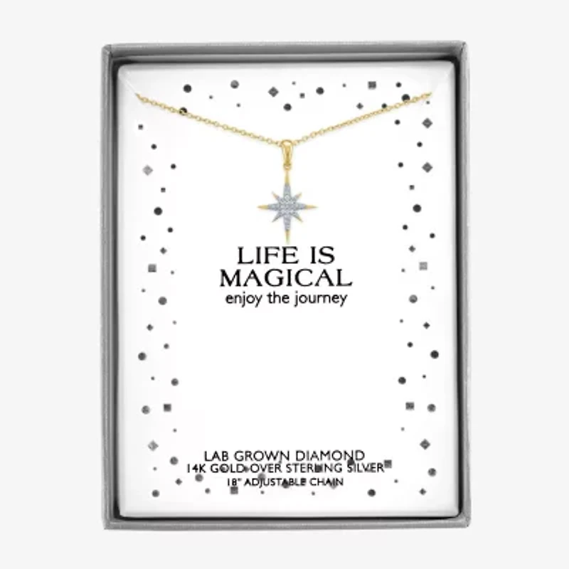 (G-H / Si2-I1) North Star Womens Diamond Accent Lab Grown White 14K Gold Over Silver Sterling 18 Inch Pendant Necklace
