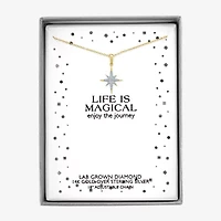 (G-H / Si2-I1) North Star Womens Diamond Accent Lab Grown White 14K Gold Over Silver Sterling 18 Inch Pendant Necklace