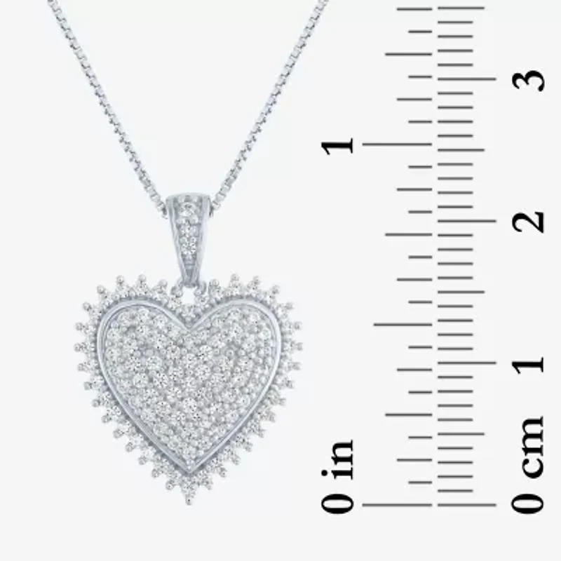 (G-H / I1-I2) Womens 1/2 CT. T.W. Lab Grown White Diamond Sterling Silver Heart 18 Inch Pendant Necklace