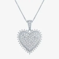 (G-H / I1-I2) Womens 1/2 CT. T.W. Lab Grown White Diamond Sterling Silver Heart 18 Inch Pendant Necklace