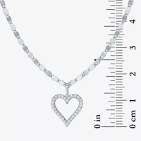 (G-H / I1-I2) Womens 1/10 CT. T.W. Lab Grown White Diamond 14K Gold Over Silver Heart 18 Inch Pendant Necklace