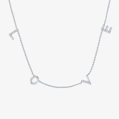 (G-H / I1-I2) "Love" Womens 1/10 CT. T.W. Lab Grown White Diamond Sterling Silver 18 Inch Pendant Necklace