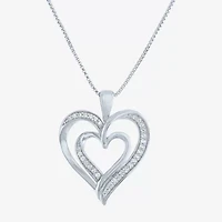 (G-H / I1-I2) Womens 1/10 CT. T.W. Lab Grown White Diamond Sterling Silver Heart Pendant Necklace