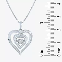 (G-H / I1-I2) Womens 1/10 CT. T.W. Lab Grown White Diamond 14K Gold Over Silver Sterling Heart 18 Inch Pendant Necklace
