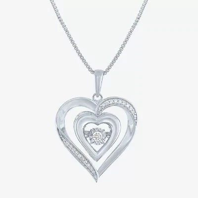 (G-H / I1-I2) Womens 1/10 CT. T.W. Lab Grown White Diamond 14K Gold Over Silver Sterling Heart 18 Inch Pendant Necklace