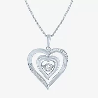 (G-H / I1-I2) Womens 1/10 CT. T.W. Lab Grown White Diamond 14K Gold Over Silver Sterling Heart 18 Inch Pendant Necklace