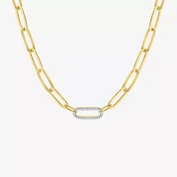 (G-H / I1-I2) Womens 1/10 CT. T.W. Lab Grown White Diamond 14K Gold Over Silver Paperclip 18 Inch Pendant Necklace