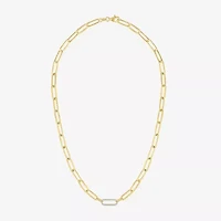 (G-H / I1-I2) Womens 1/10 CT. T.W. Lab Grown White Diamond 14K Gold Over Silver Paperclip 18 Inch Pendant Necklace